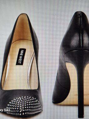 Nine West "Tadaa" Studded Black Heels. NIB. Size 7.5